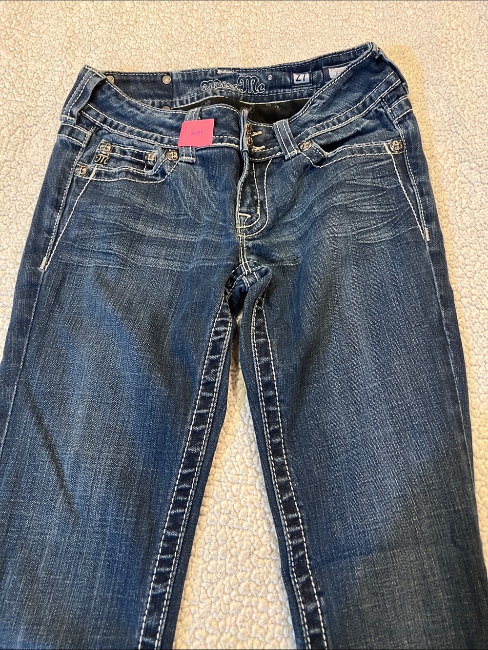 Miss Me Women's Indigo Skinny Jeans with Contrast Stitching